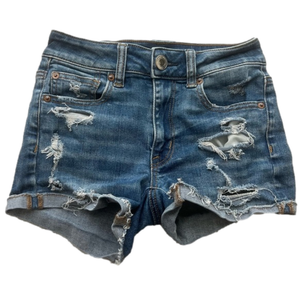 American Eagle High-Rise Distressed Shortie Shorts Size 00